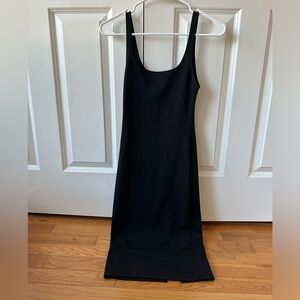 Black fitted midi dress
